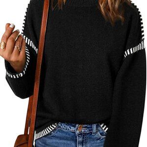 Dokotoo Black Contrast Stitch Knit Sweater | Medium